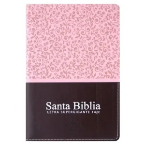 Portada del libro Biblia RV 1960 letra gigante labrada rosa-marrón