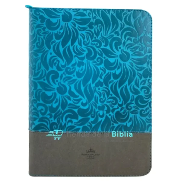 Portada del libro Biblia RV 1960 letra gigante QR turquesa
