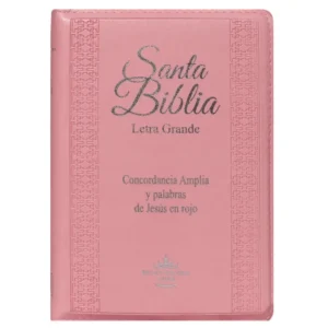 Portada del libro Biblia RVR 1960 letra grande cierre e indice rosa