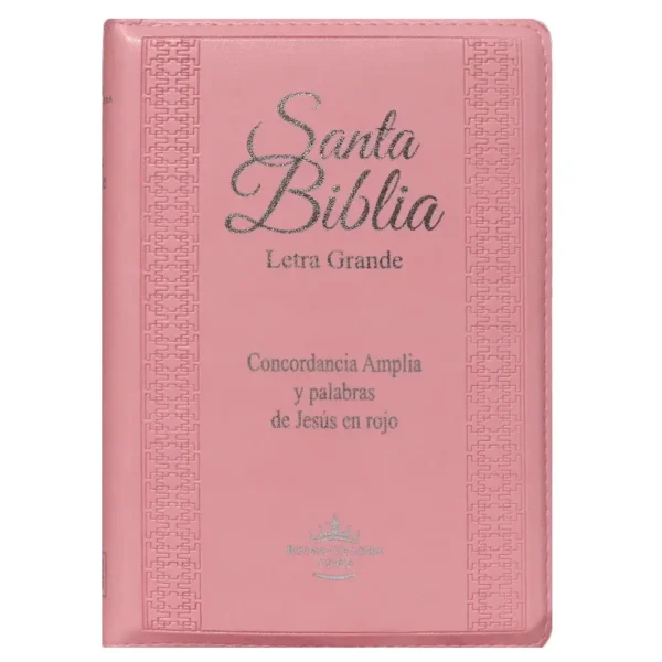 Portada del libro Biblia RVR 1960 letra grande cierre e indice rosa