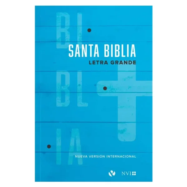 Portada del libro Biblia NVI letra grande tapa blanda rústica celeste