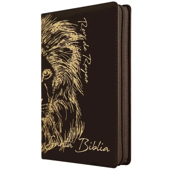 Biblia RVR 1960 Letra grande imitación piel café con cierre