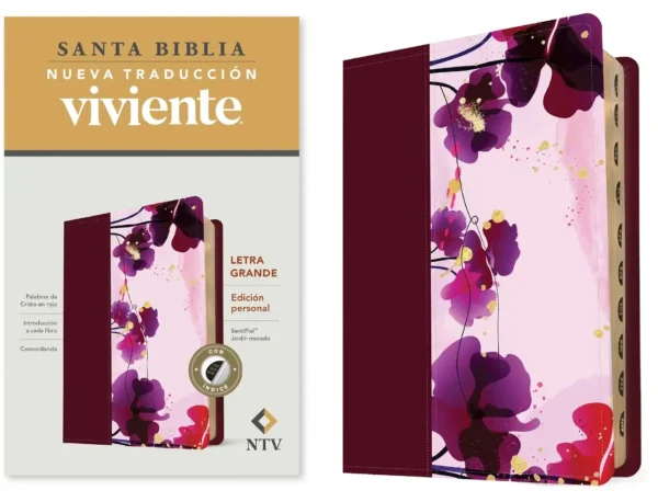 Biblia NTV edición personal - letra grande - sentipiel Jardín morado