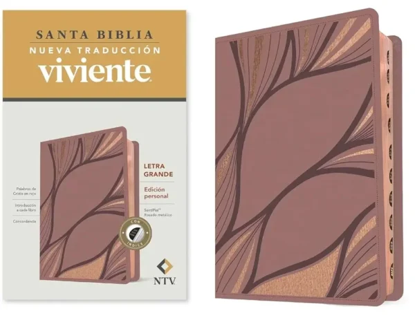 Biblia NTV edición personal - letra grande - sentipiel rosado metálico