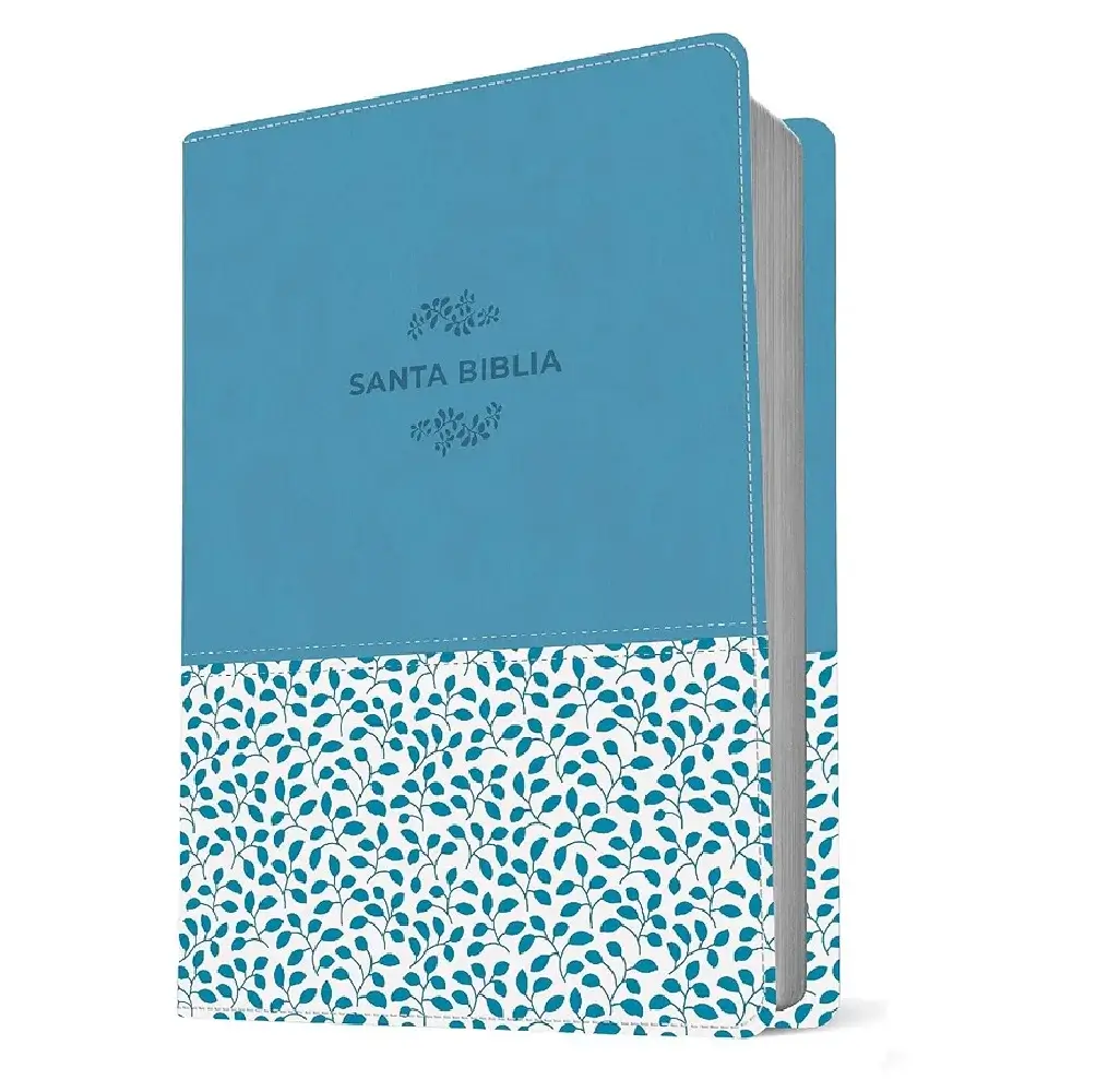 Biblia NTV letra grande con referencias - celeste