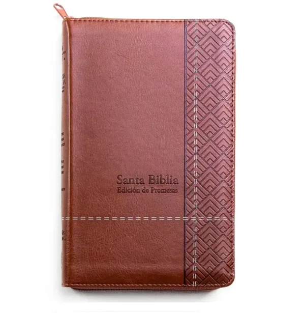 Biblia de promesas VRV 1960 letra grande con cierre - piel café