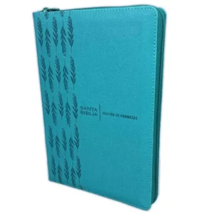 Biblia de promesas VRV 1960 letra gigante con cierre - piel turquesa