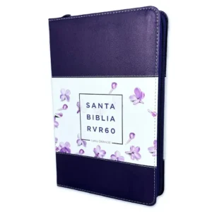 Biblia VRV 1960 Letra grande con cierre - flores violeta
