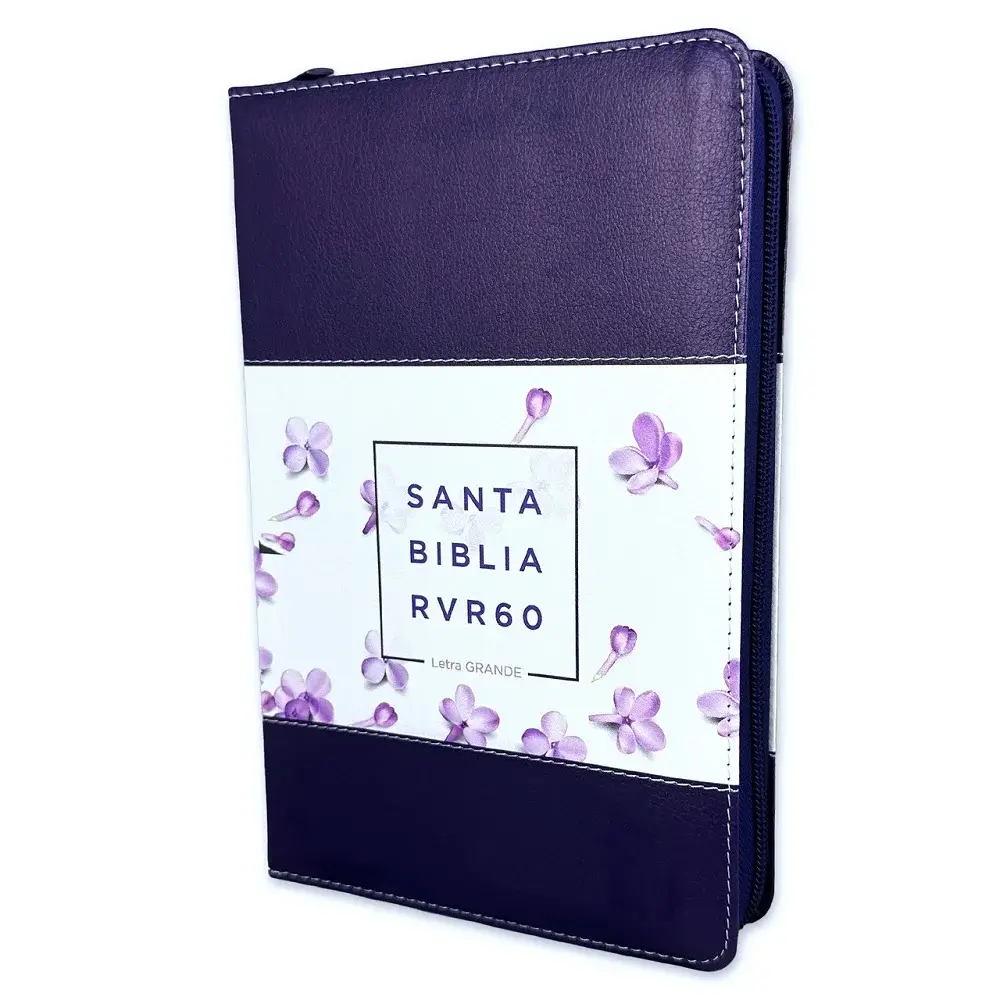 Biblia VRV 1960 Letra grande con cierre - flores violeta